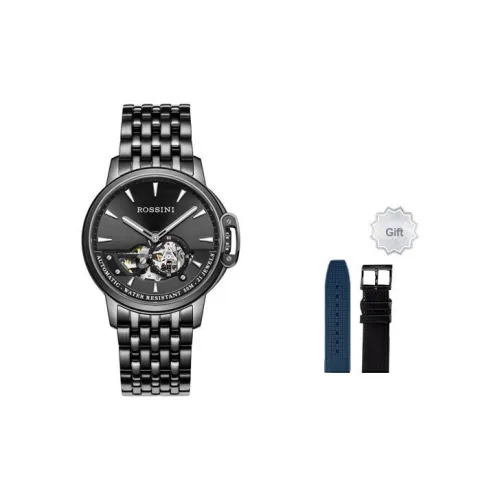 ROSSINI Medallion Collection Автоматический Механический Механизм Нержавеющая Сталь Ремешок Часы Мужские Черный Циферблат