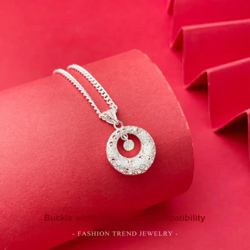 Love 999 Fine Silver Necklaces Women's White-3