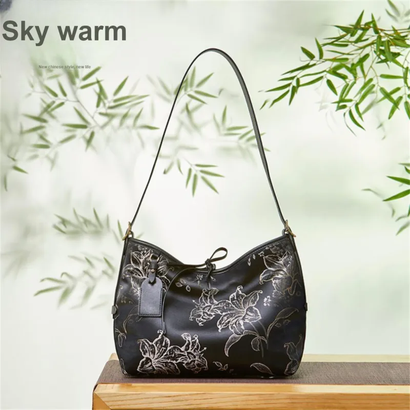 Pmsi Fabric Shoulder Bag Medium Size Women's Black 1-1
