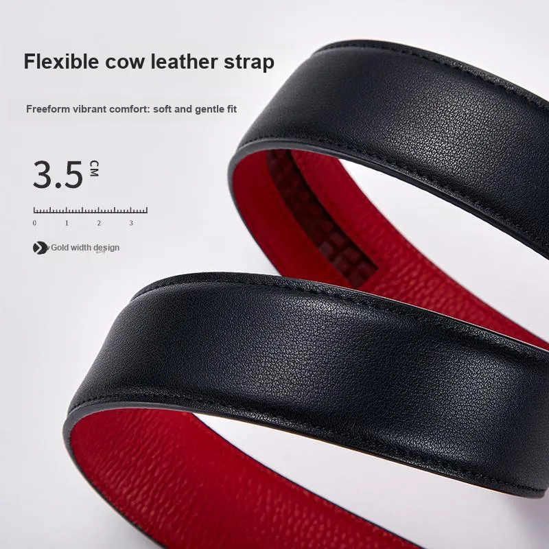 ELLE HOMME Top Grain Cow Leather Trendy Casual Students Belt Men's Gunmetal Width 3.5cm-4
