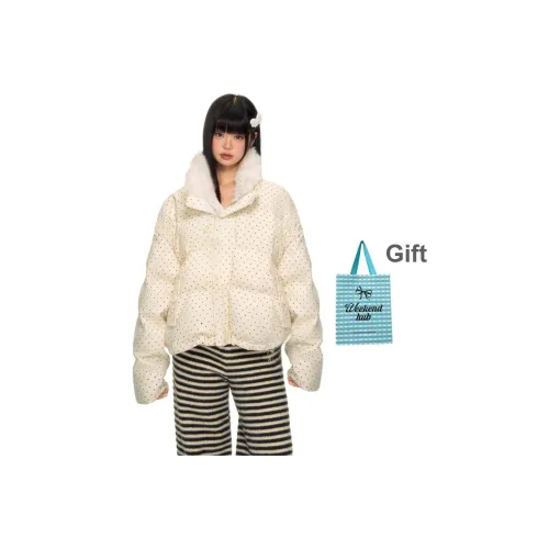 WEEKEND HUB Cropped Стеганый Хлопковый Пуховик Женский