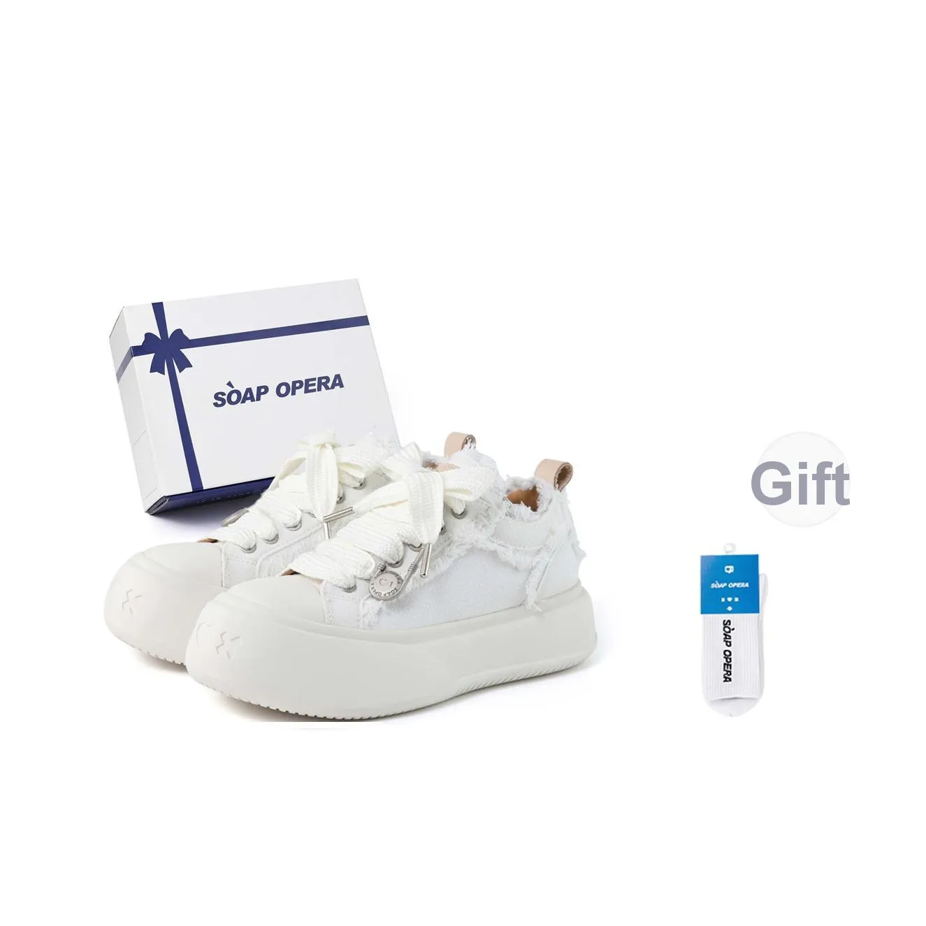 SOAP OPERA Basic Collection Canvas Shoes Unisex Low Top White/Black/Blue/Green/Gray