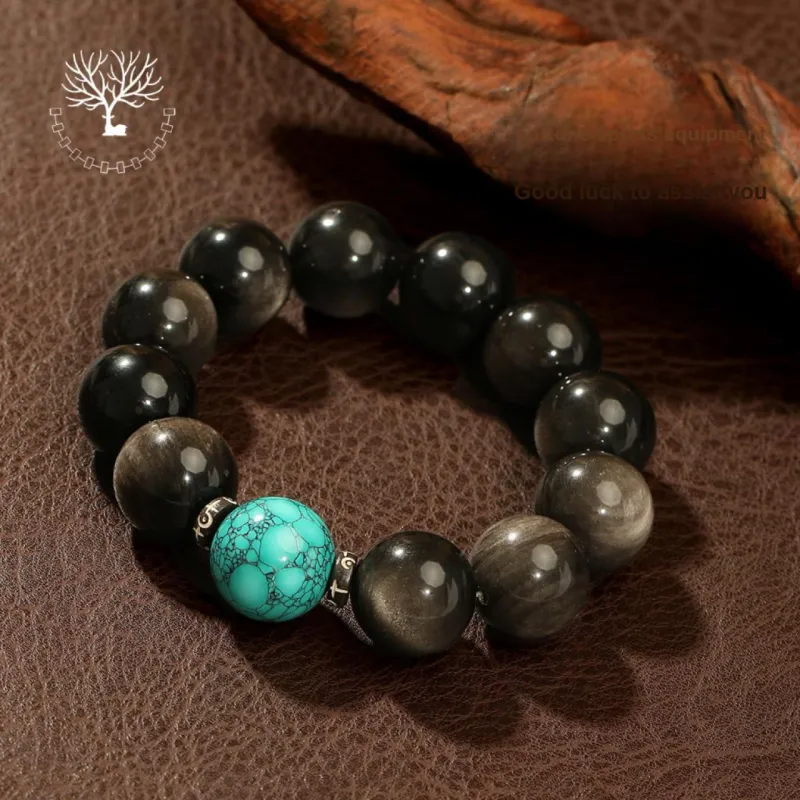LIBALU Natural Obsidian Bracelets Men's-5