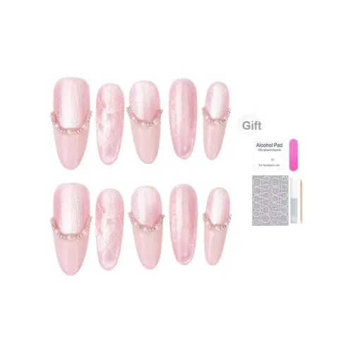 TAOQIXIONG Ромб Узор Французский Стиль False Nail MID Длина (размер в длину) Розовый Jump Цвет Градиентный