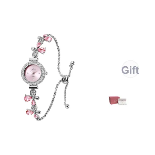 LANDU Кварцевый механизм Часы Женские Розовый циферблат