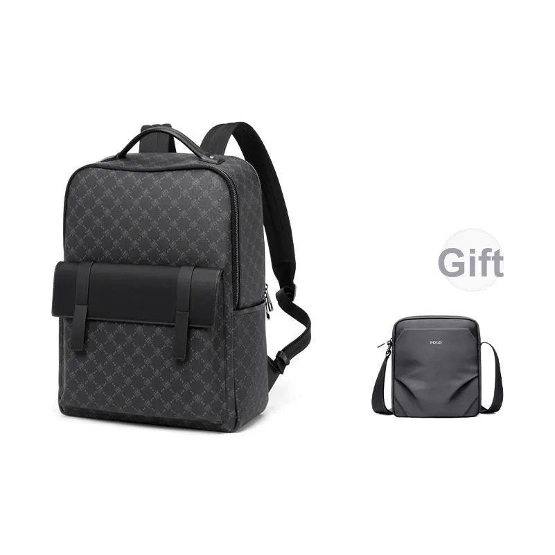 Поло PVC синтетическая кожа рюкзак мужской черный