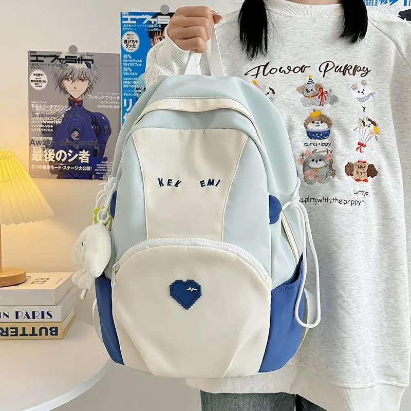 GOBLIN SHARKS 1759 Nylon Backpack Large Size Unisex Blue/Khaki/Pink-4