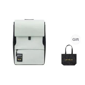 LEVEL8 PU Leather Laptop Backpack Medium Size Unisex Black Light Gray Gray Blue Green White Light Green