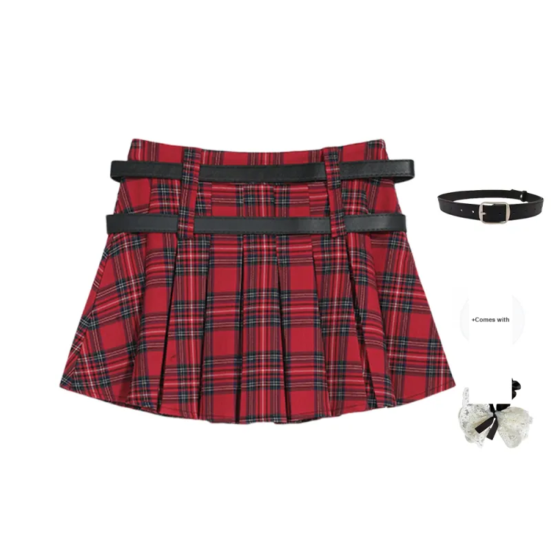 TUSHIFEI Casual Short Skirts Women's Red-1