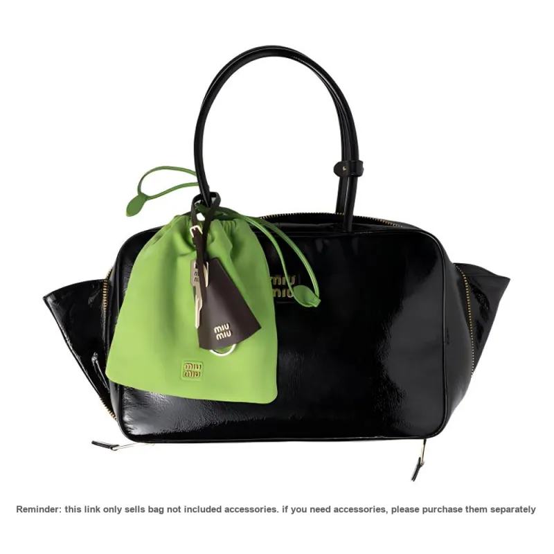MIU MIU Sheepskin Handbag Women's Black-6
