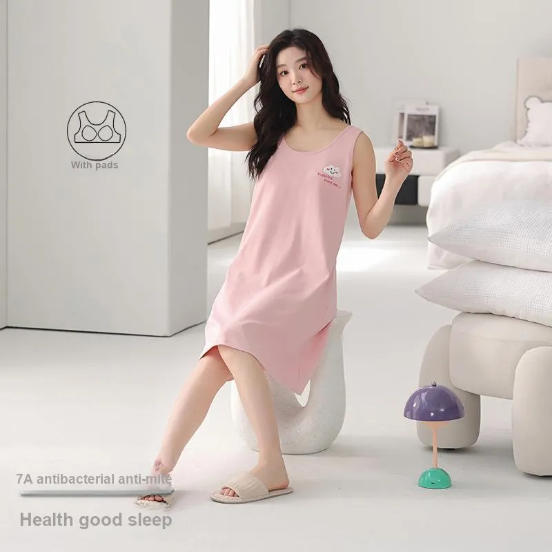 FENTENGCARE Nightgown Women's Pink-4