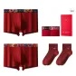 2 Pack Burgundy (Auspicious Dragon and Phoenix+Good Fortune and Prosperity)+2 Pack (Fortune Socks)