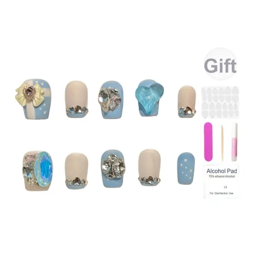 XIAMEIYU Ледяной Прозрачный Синий Французский Full Ромб Бант Ручной Nail Art Фальшивая Погоня Короткий ЛАДДЕР 15 мм