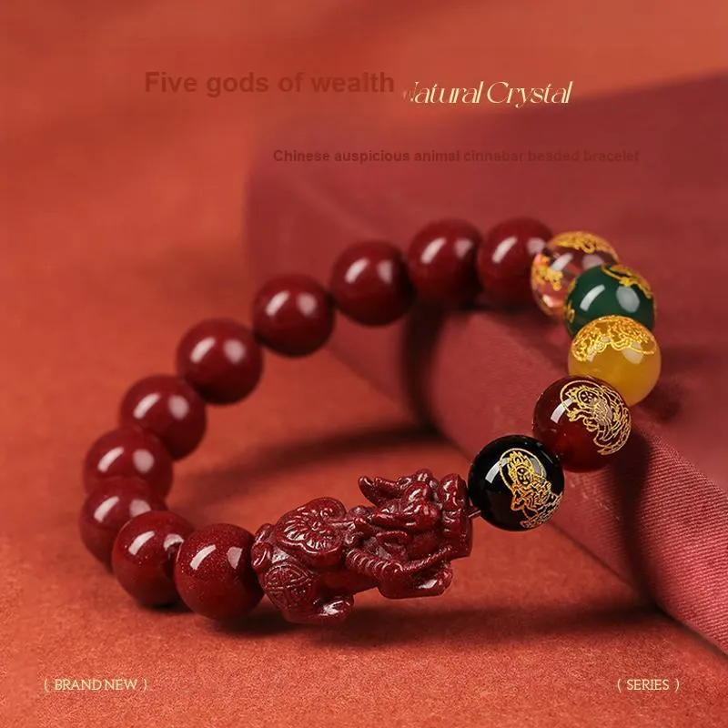 JINLIUFUJIXIANG Reconstructed Cinnabar Bracelets Unisex-2