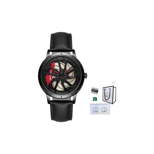 Sanda Wheel Collection Кварцевый механизм Кожаный ремешок Часы Мужские Часы с открытым механизмом