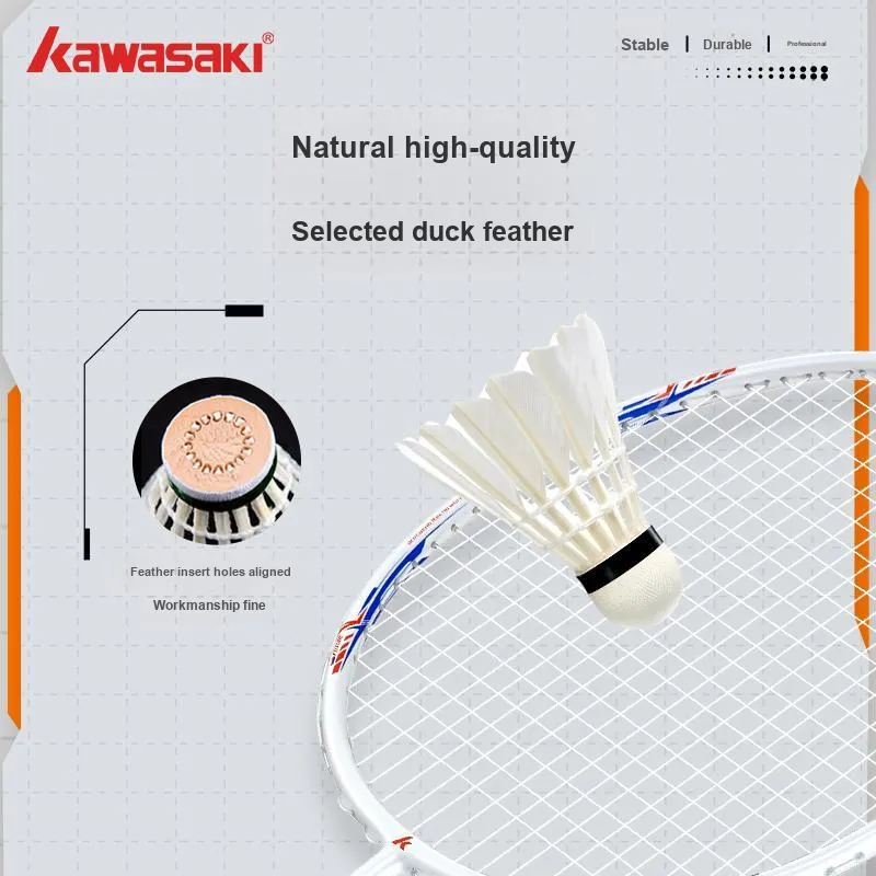 Kawasaki Mecha 6 Duck Feather Shuttlecock 12 Pack Duck Feather Training Shuttlecocks-2