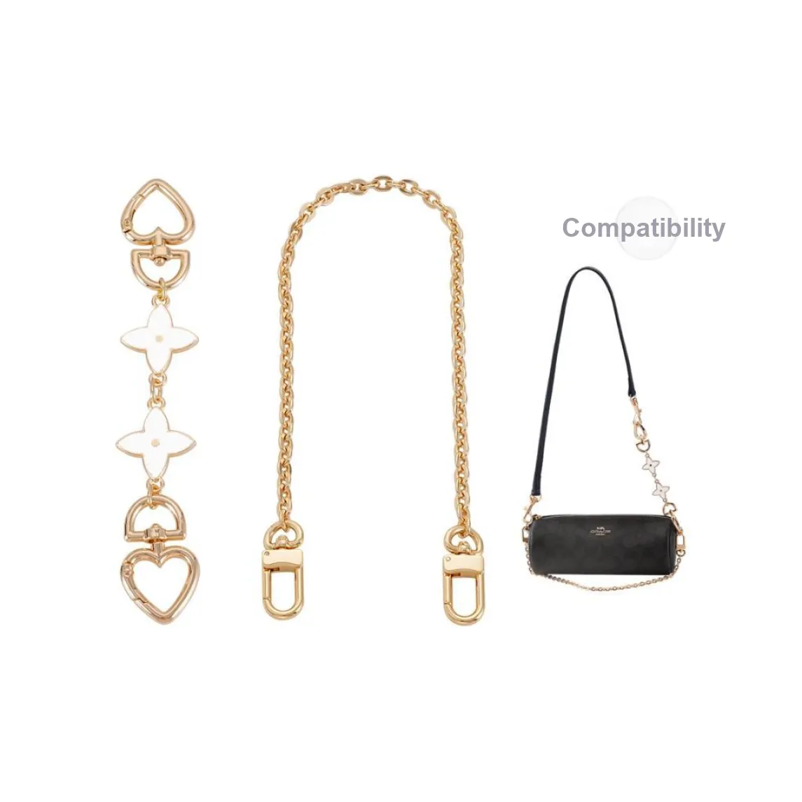 Kim Yeon sha Iron Crossbody Bag Shoulder Strap Women's Gold Tone/Silver/Black/Brown