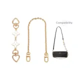 Gold-Tone (Decorative Chain 40cm+White Four-Leaf Clover Heart Clasp 16cm)