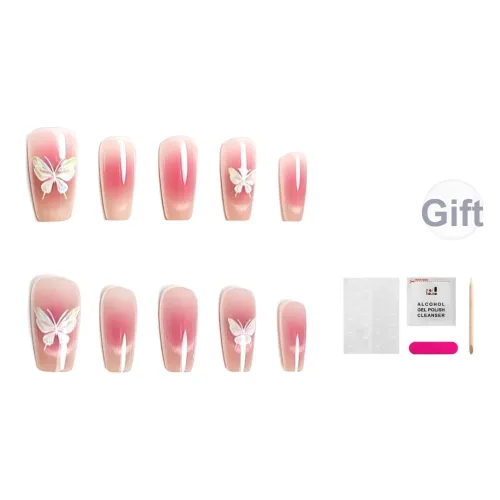 JIABITU Бабочка Сон Съемный Стиль False Nail Короткий LADDER Однотонный Smudge Новый китайский стиль 17mm