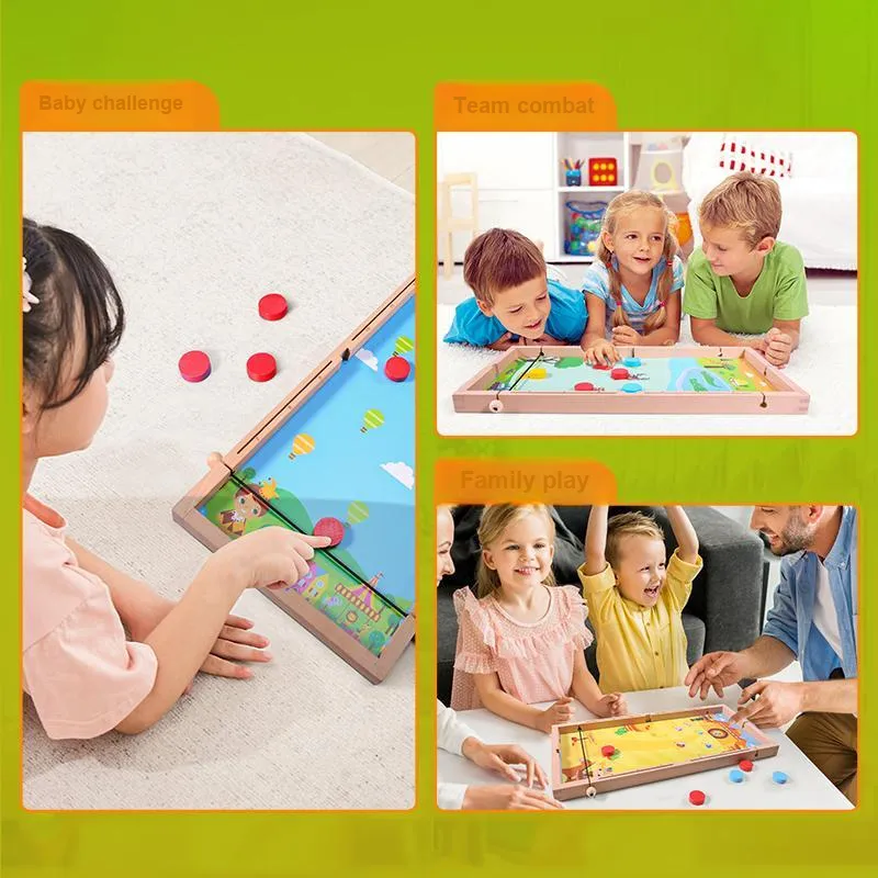 Wooden Play Family 12 in 1 Tapping Chess Two Player Battle Educational Board Games-4