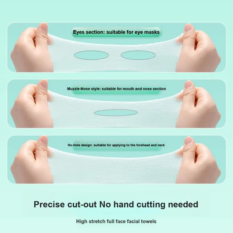 Oeiez 100% Cotton Wet Compress 3 in 1 Open Ended Adjustable Facial Mask For Beauty And Hydration Makeup Cotton-5