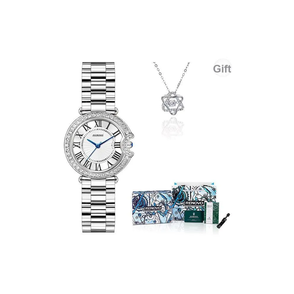 RENOVO Наручные часы Кварцевый механизм Белый циферблат Женские часы