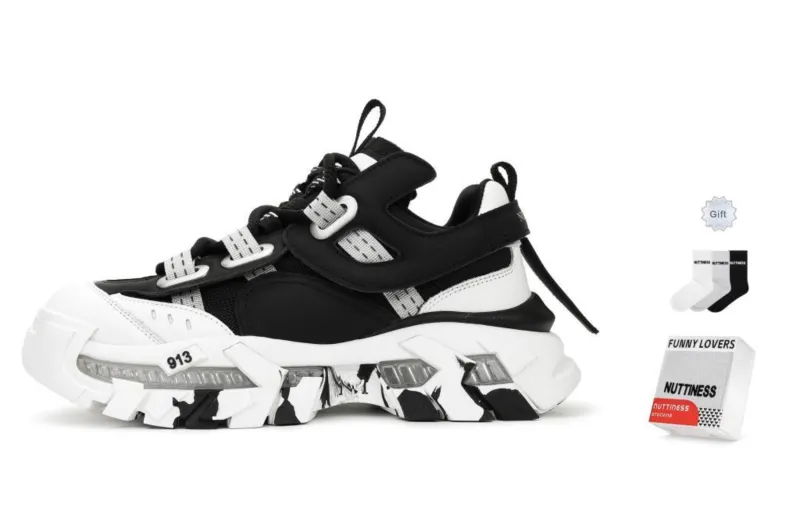 NUTTINESS Ruins Collection Abrasion Resistant Breathable Height Increasing Low Top Chunky Sneakers Unisex-0