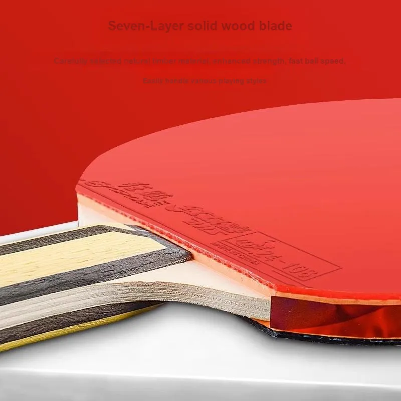DHS Ping Pong Paddles Unisex 5 Layer Solid Wood Bottom Red-2