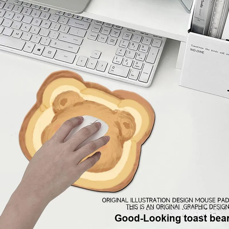 SHIBADU Rubber Cute Toast Bear Small Size Irregular Shape Mouse Pad Cartoon Office Desk Pad Mouse Pads-9