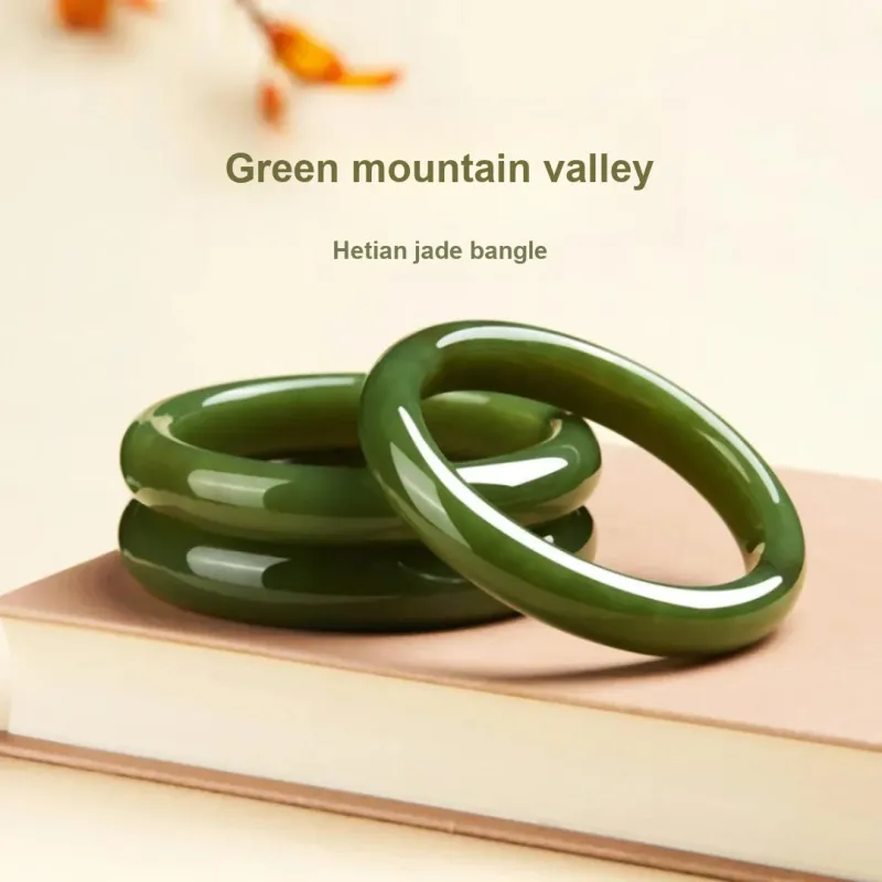 Artisan Lock Heart Jade Bangles Green Jade Unisex-3