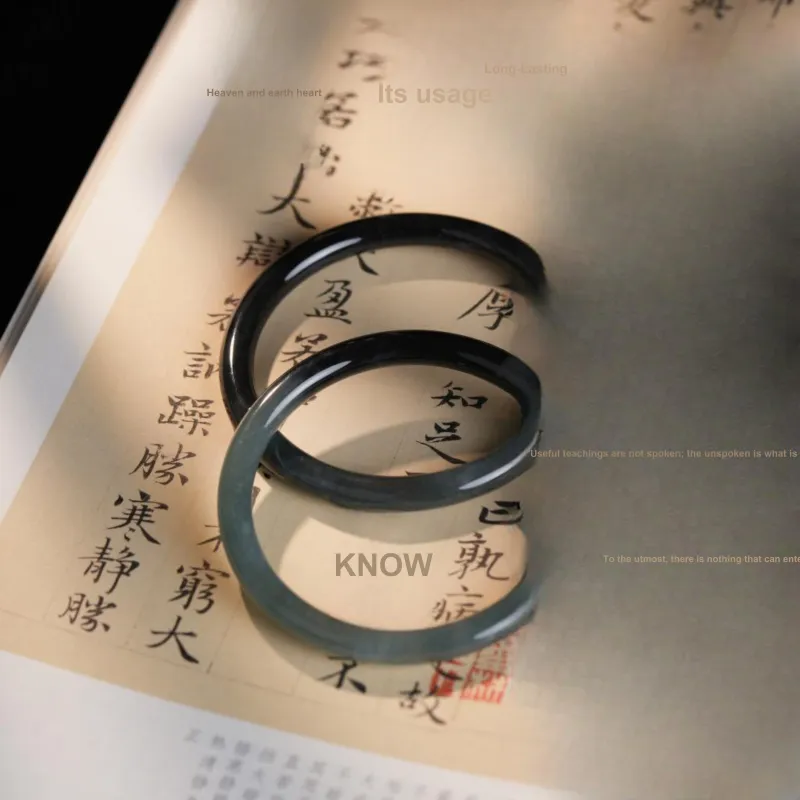 Clear Snow Ice Glutinous Jadeite Bangles Unisex-7