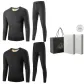 2-Piece Underwear Set (Dark Heather Gray+Charcoal Black) Thick Wool/Double-Layer Thermal/Classic Crew Neck