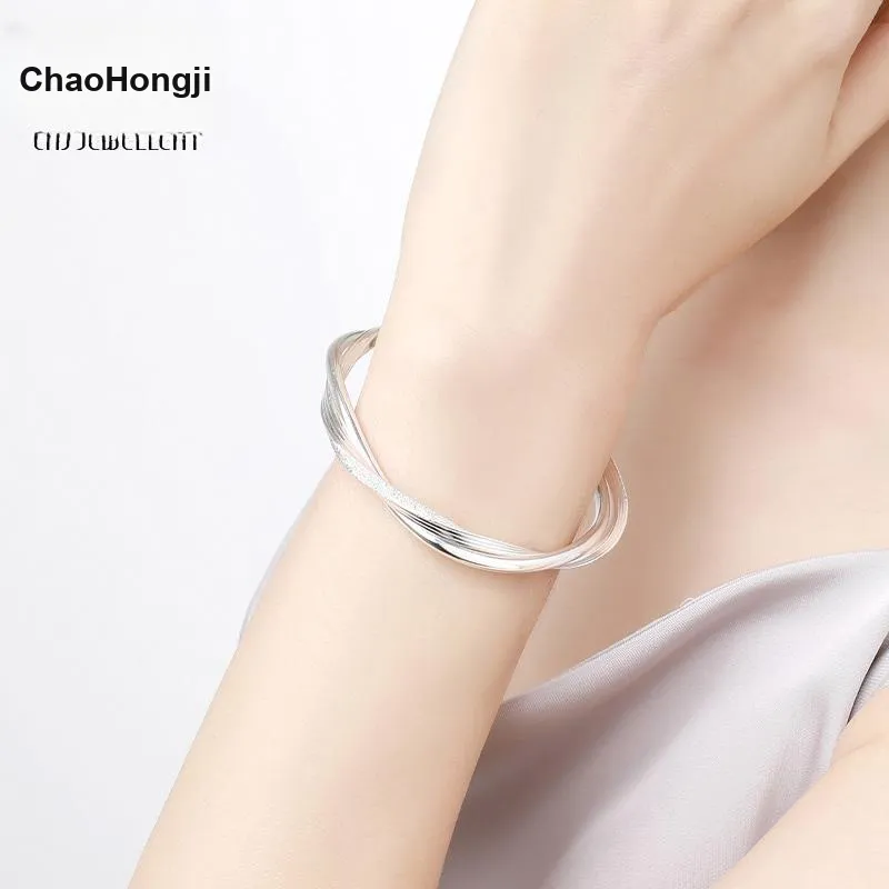 CHAOHONGJI 999 Fine Silver Bangles Women's-4