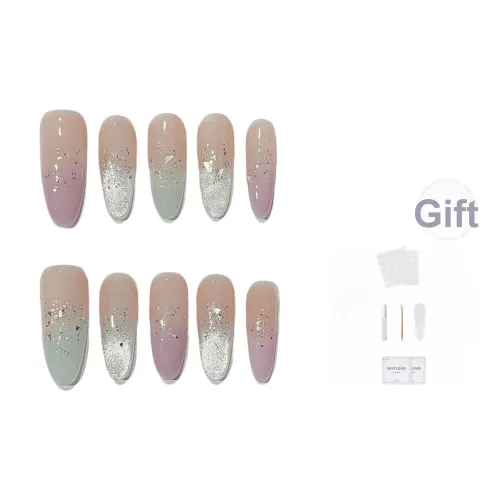 AIDINGQI Мята Сад Весна Свежий образ Конфетный False Nail MID Длина (размер в длину) Розовый Градиентный Сияние 25 мм