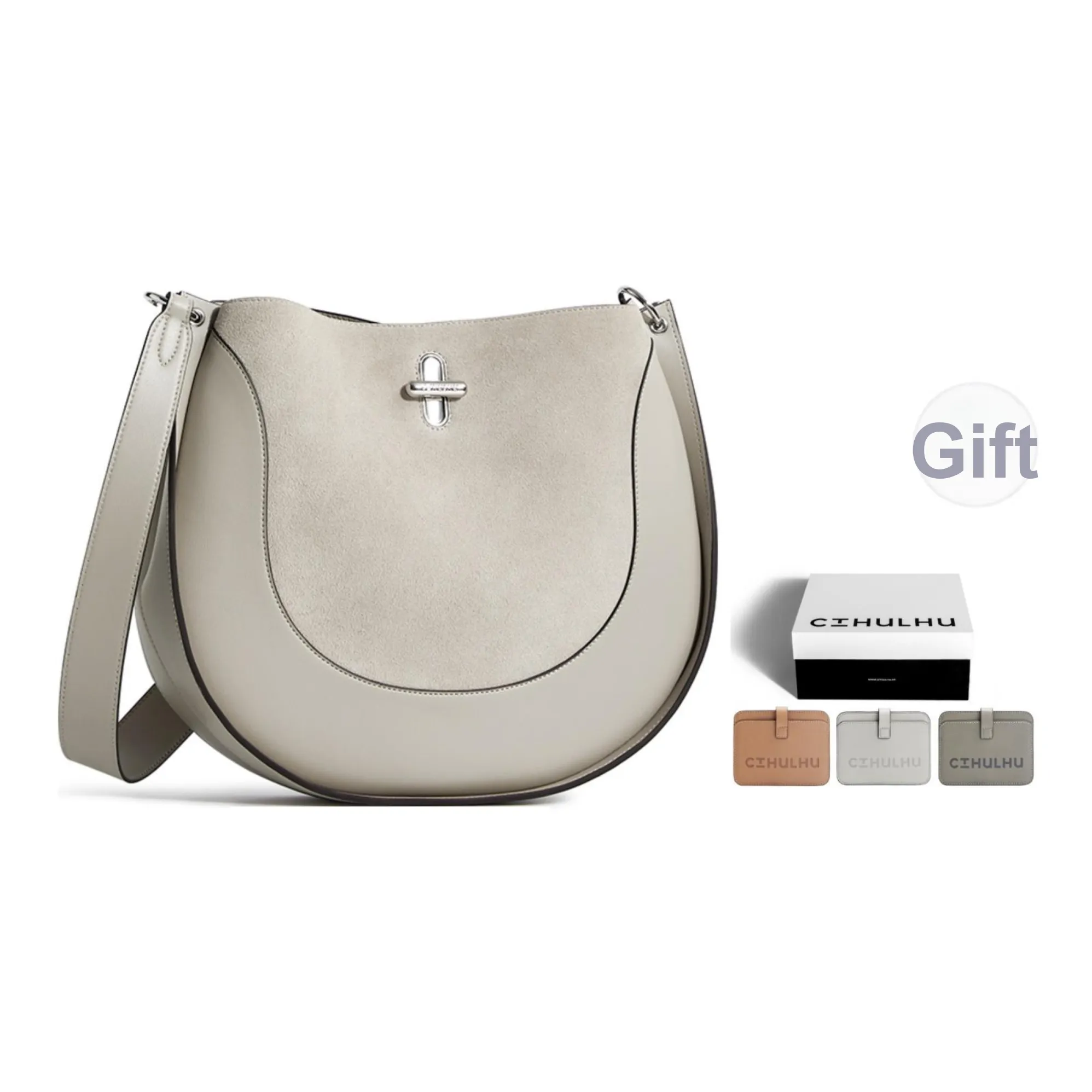 Cthulhu Коровья кожа Сумка через плечо Средняя Женская Коричневый Серо-бежевый