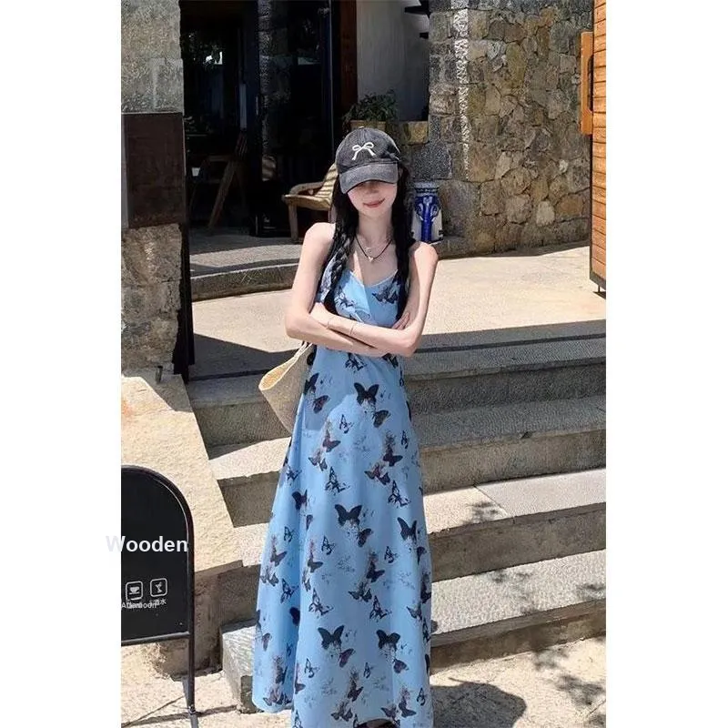 PUREIDOL Slip Dresses Women's Blue-7