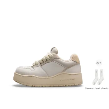 WANDER AROUND Anti Slip Wear Resistant Low Top Skateboard Shoes Women's Gray White