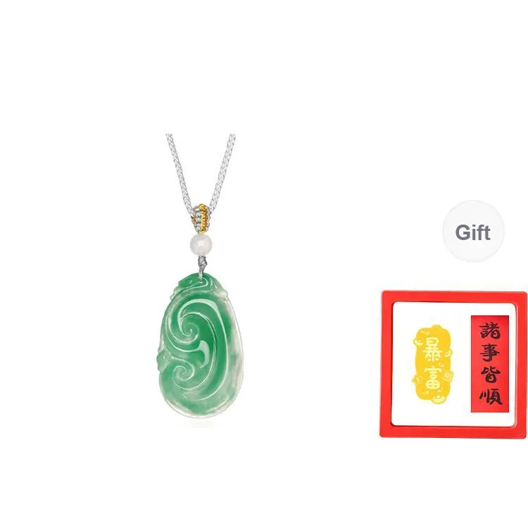 Zheng Tai Fook African Emerald Jade Necklaces Women's-0