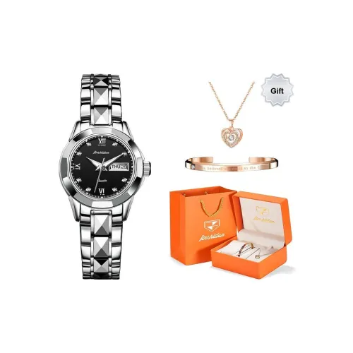 Jin Shi Dun Женские часы Кварцевый механизм Ремешок из нержавеющей стали Часы с белым циферблатом