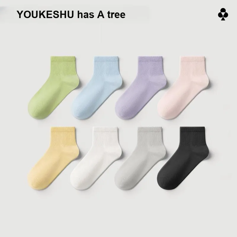 YOUKESHU Mid Calf Socks Women's Shopping Bag 5 Pack-17