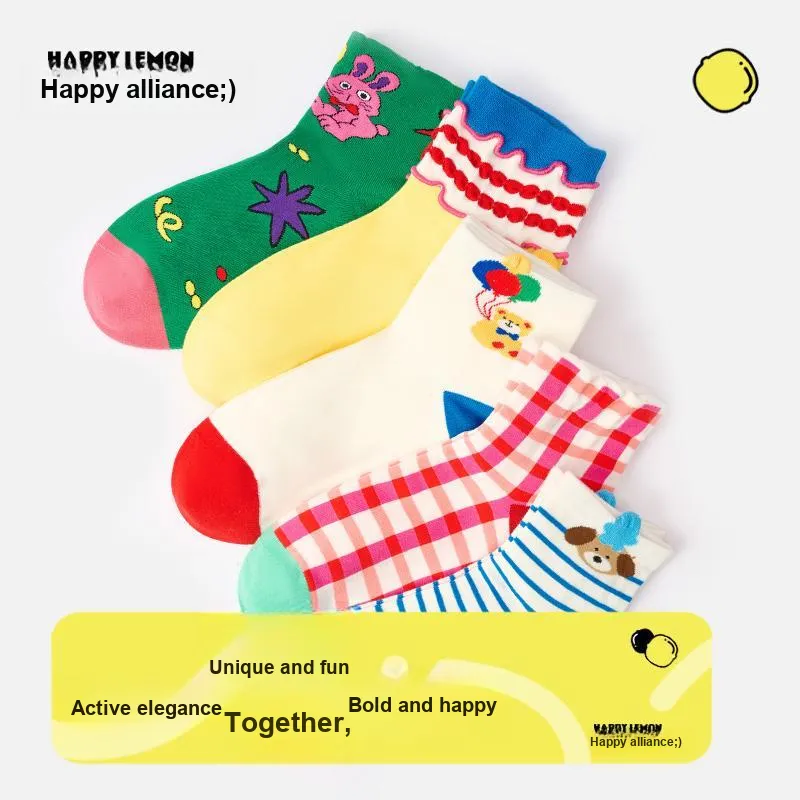 Happylemon Mid Calf Socks Women's 5 Pack-19