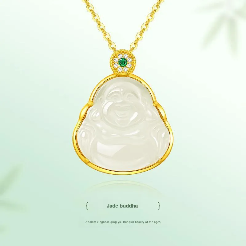 JINLIUFUJIXIANG Hetian Jade Necklaces White Jade/Pale Greenish White Jade Unisex-1