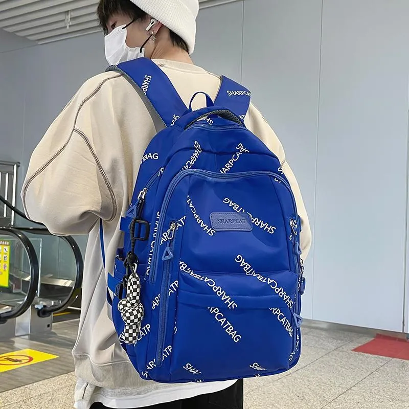 Travel Nylon Backpack Unisex Black/White/Blue/Khaki-19
