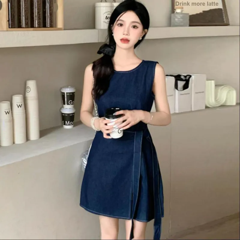 CZMO Sleeveless Dresses Women's Denim Blue-3