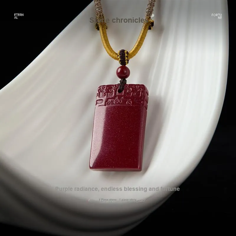 Stone Notes Reconstructed Cinnabar Jade Necklaces Unisex-1