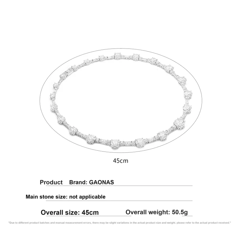 GAONAS Pendant Chain All 925 Sterling Silver With Synthetic Zircon Necklaces Women's-3