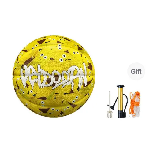 VEIDOORN Rubber Basketball Yellow Size 5 Size 7 Training Match Unisex