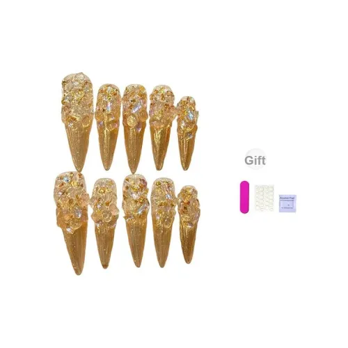 XIBI Королевский стиль False Nail стикер для элегантного украшения ногтей миндальный золотой градиентный