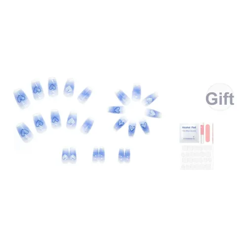 SEVERLAND False Nail MID Длина (размер в длину) Синий Белый Сердце Градиент