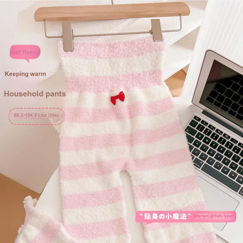 Yalu Thermal Pants Women's Pink White Stripes-1